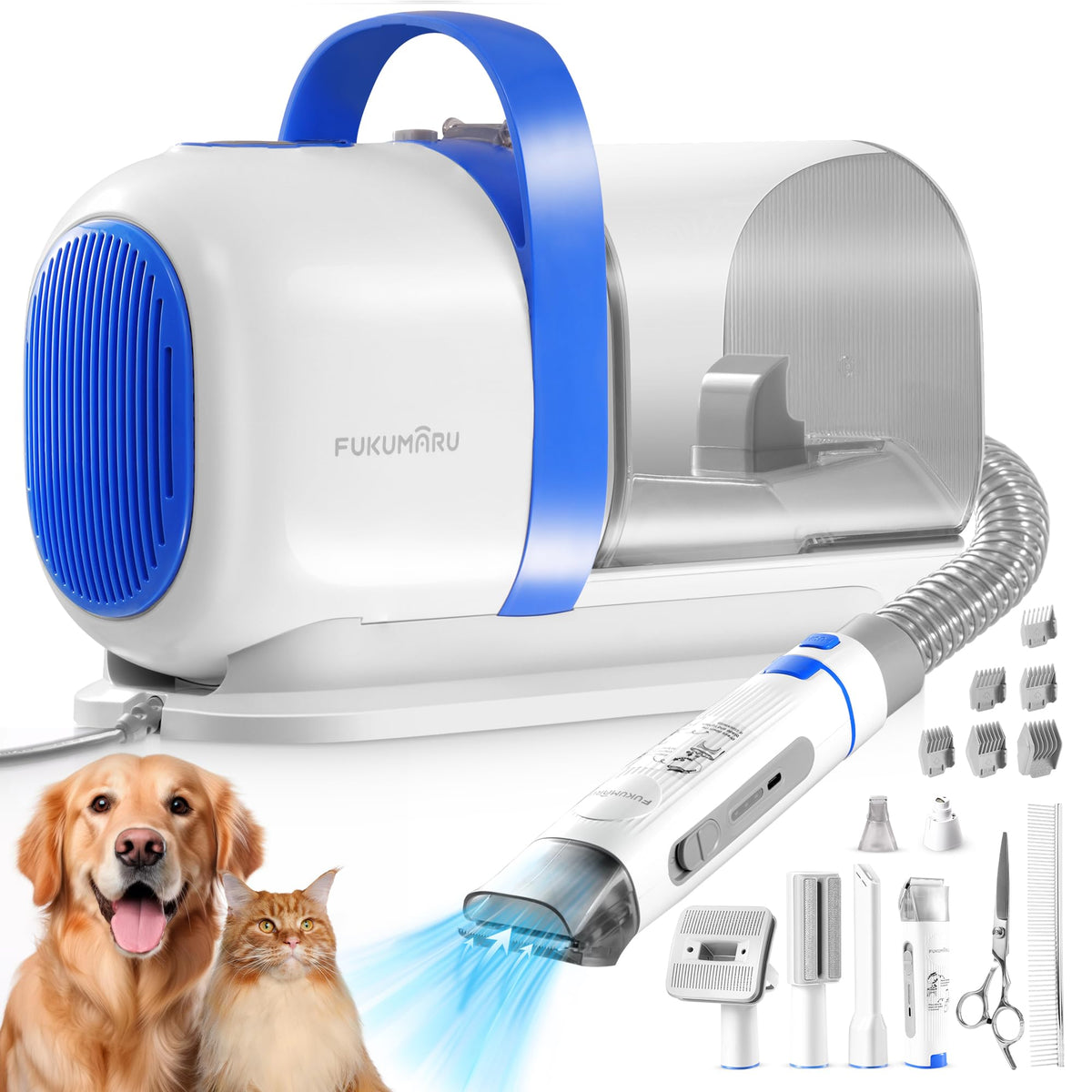 FUKUMARU dog grooming vacuum 2L dust cup captures hair during grooming