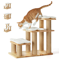 FUKUMARU dog stairs wood-steps provide sturdy high-bed access for pets