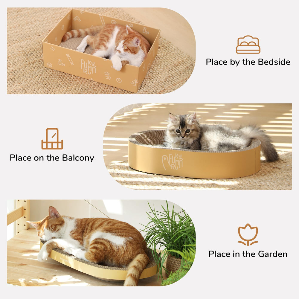 FUKUMARU high-density non-toxic corrugated paper keeps scratches safe for pets.