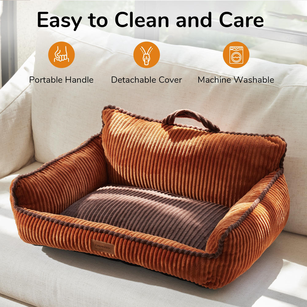 FUKUMARU pet sofa with non-slip base keeps it secure.