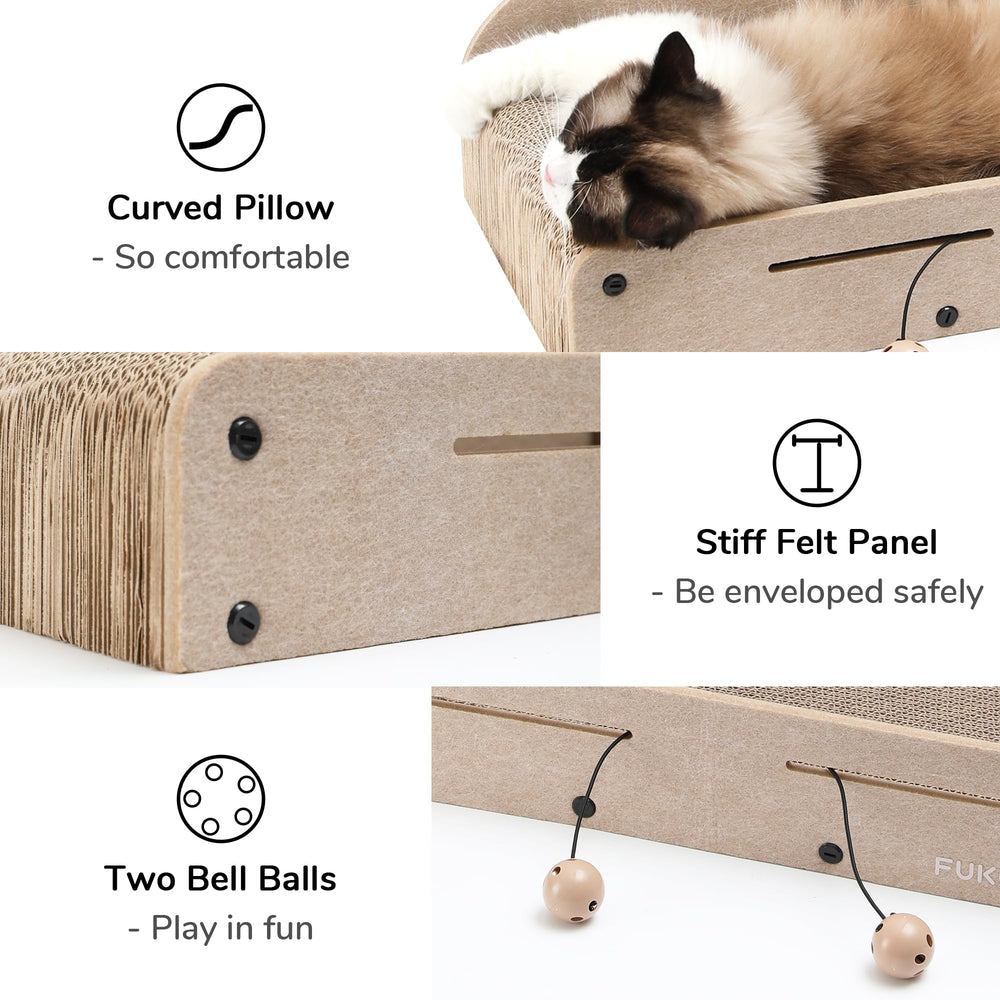 FUKUMARU beige cat scratcher lounge bed top view complements modern interiors