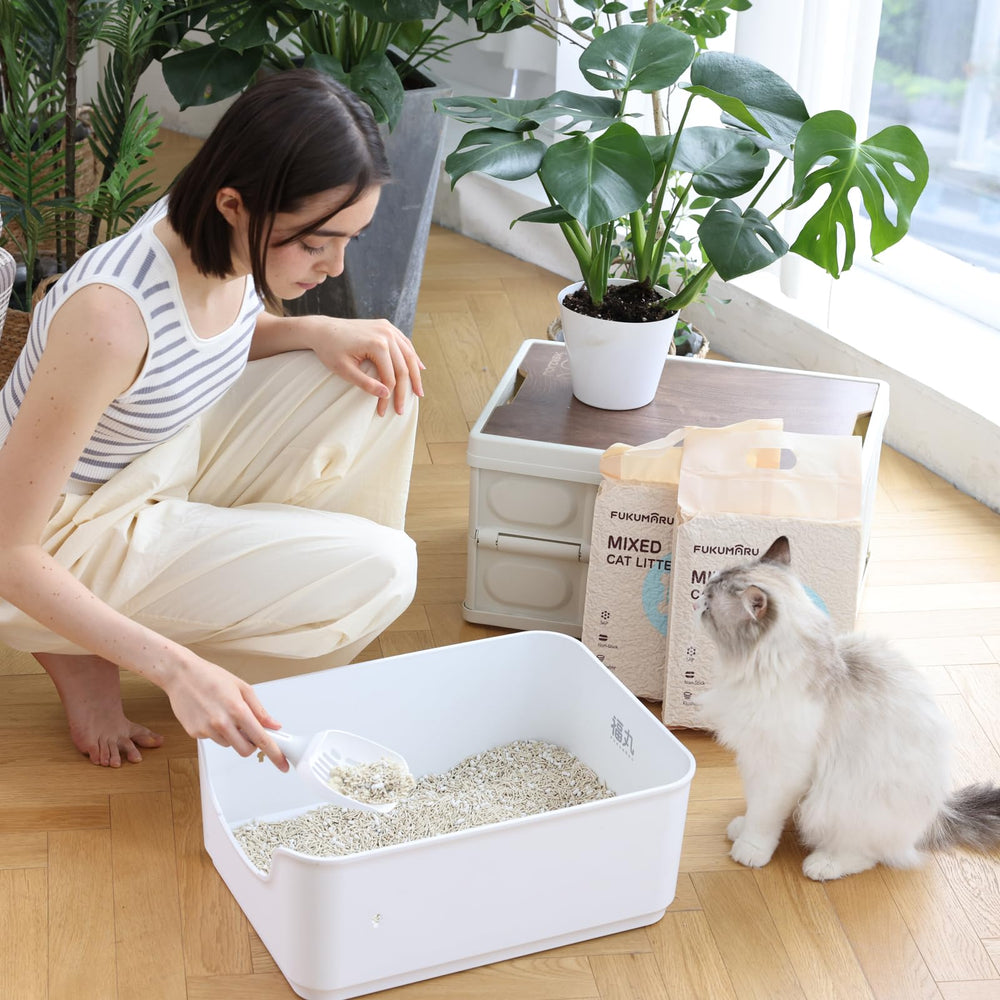 FUKUMARU Tofu Cat Litter packaging-friendly disposal via trash or compost