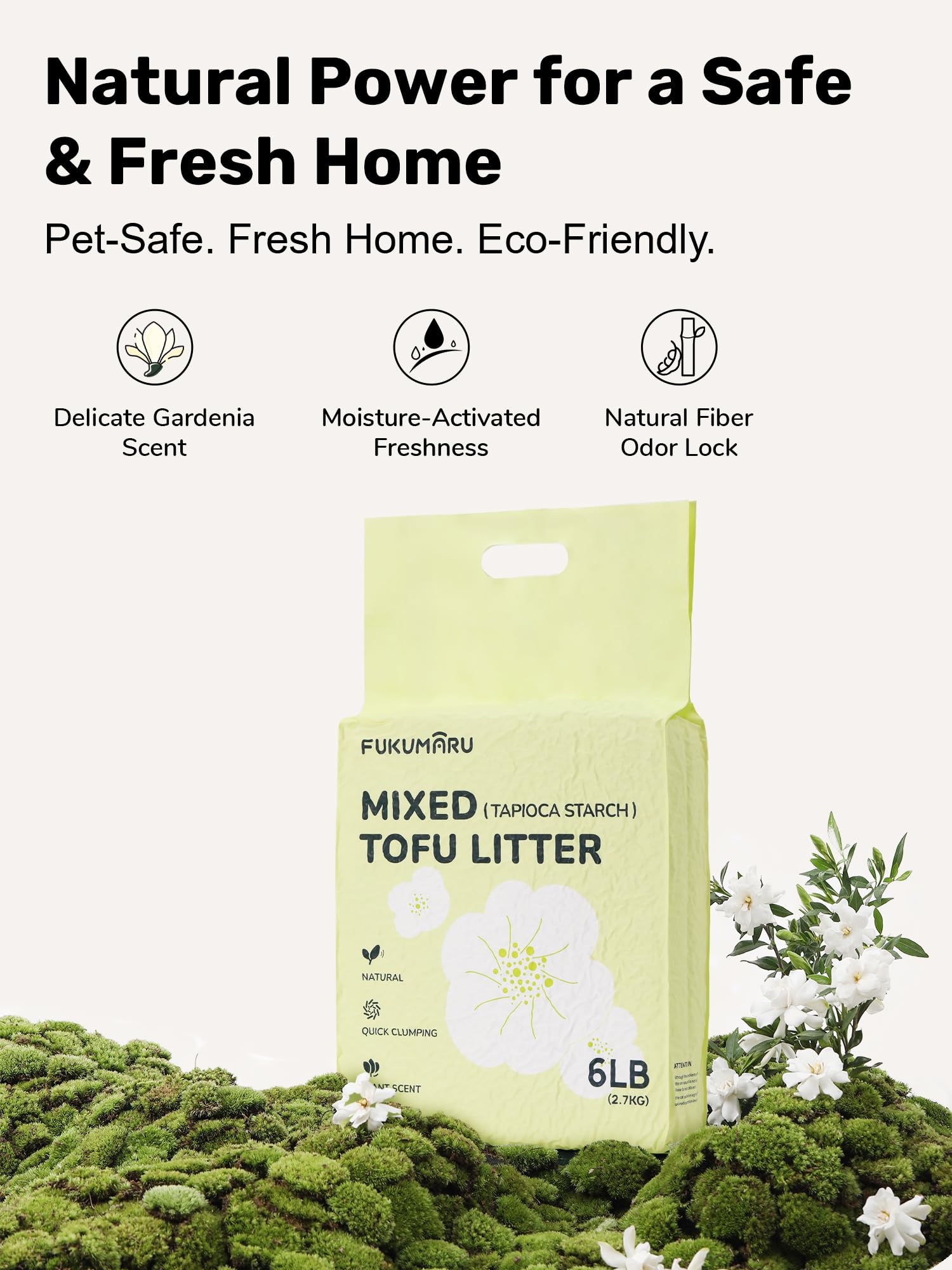 FUKUMARU tofu cat litter odor-control feature helps keep rooms fresher.