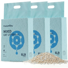FUKUMARU Tofu Cat Litter packaging front displaying 6 lb x 3 packs for easy stocking