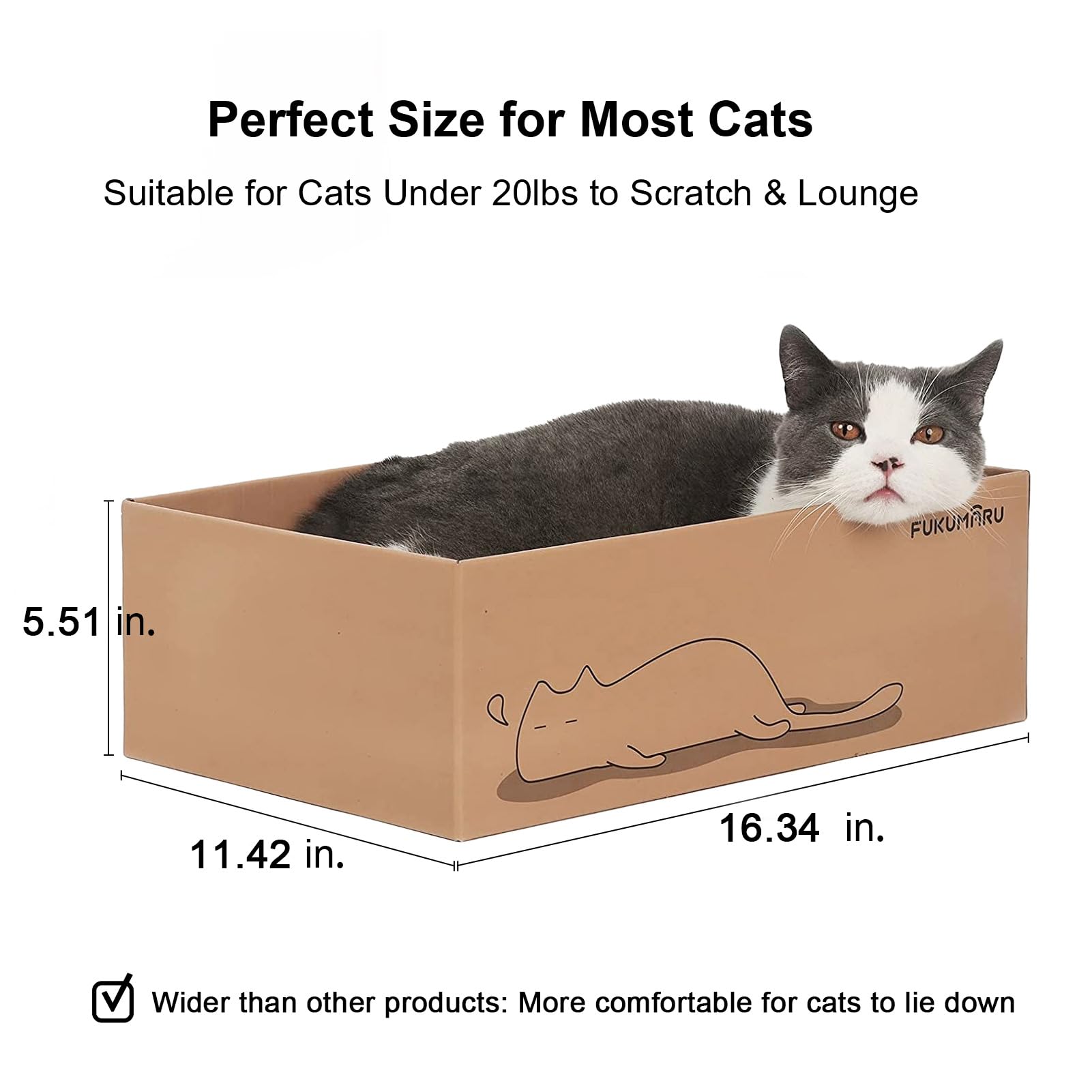 FUKUMARU wide cat scratcher box interior view showing lounging space