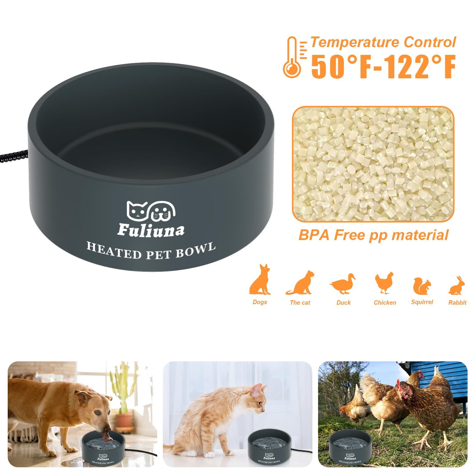 Fuliuna 108oz capacity bowl provides ample water for several pets