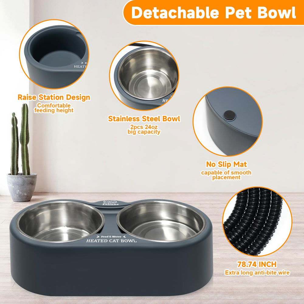 Fuliuna double-bowl-design showing separate water and food tracks for cozy meals.