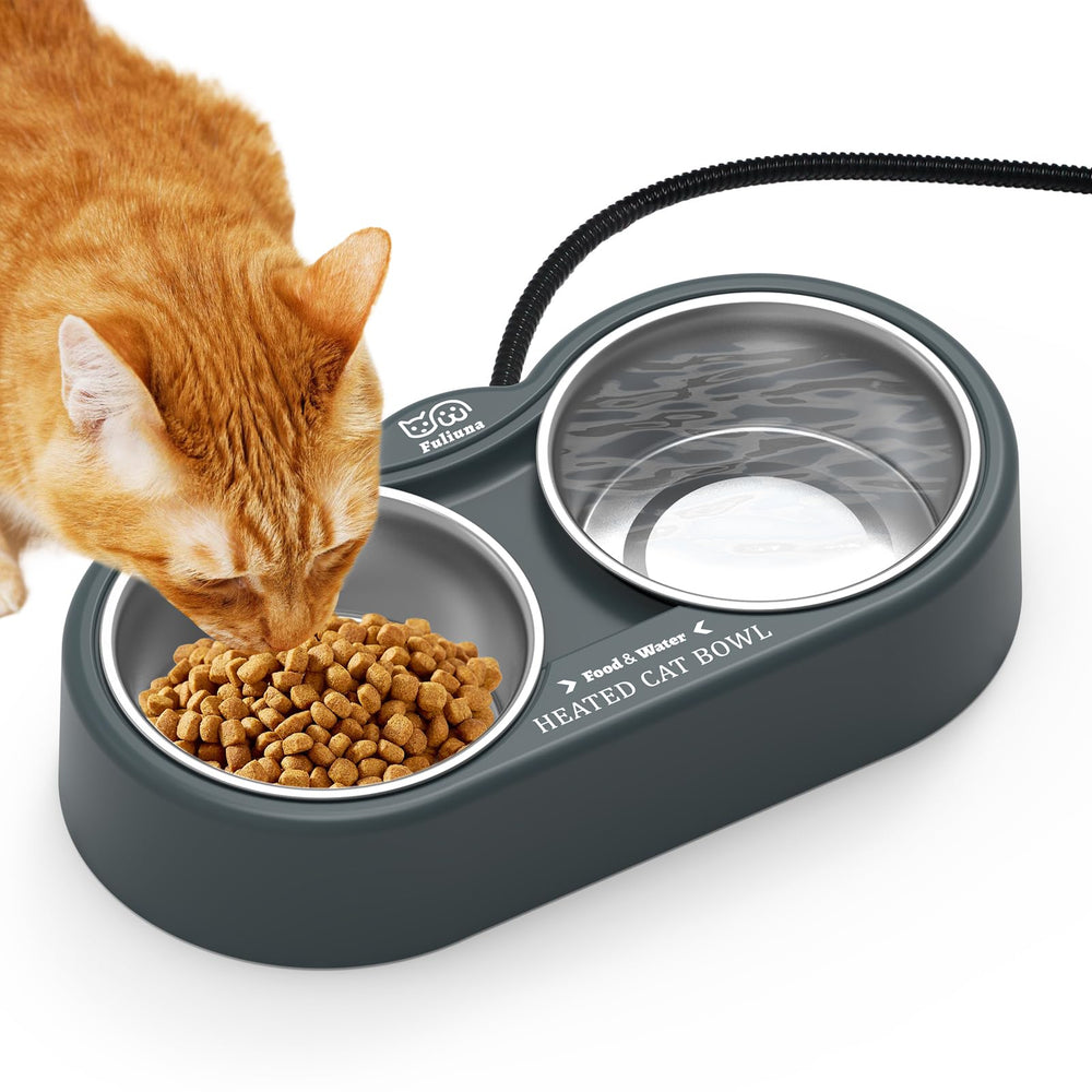 Fuliuna heated pet bowl water keeps water drinkable in cold weather.
