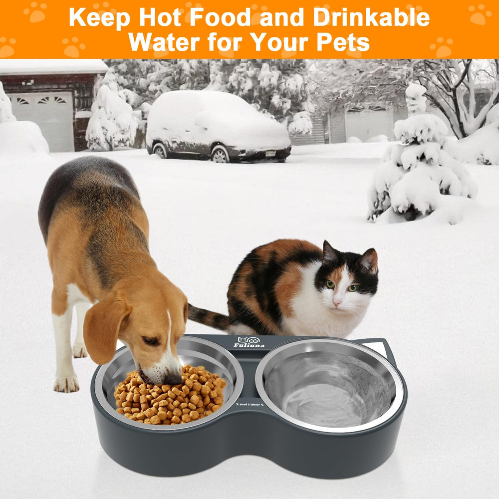Fuliuna heated bowl removable stainless steel bowls for easy dishwasher cleaning