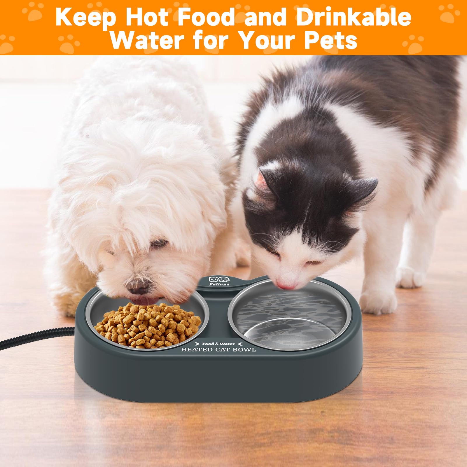 Fuliuna removable stainless-steel bowls enable easy cleaning.