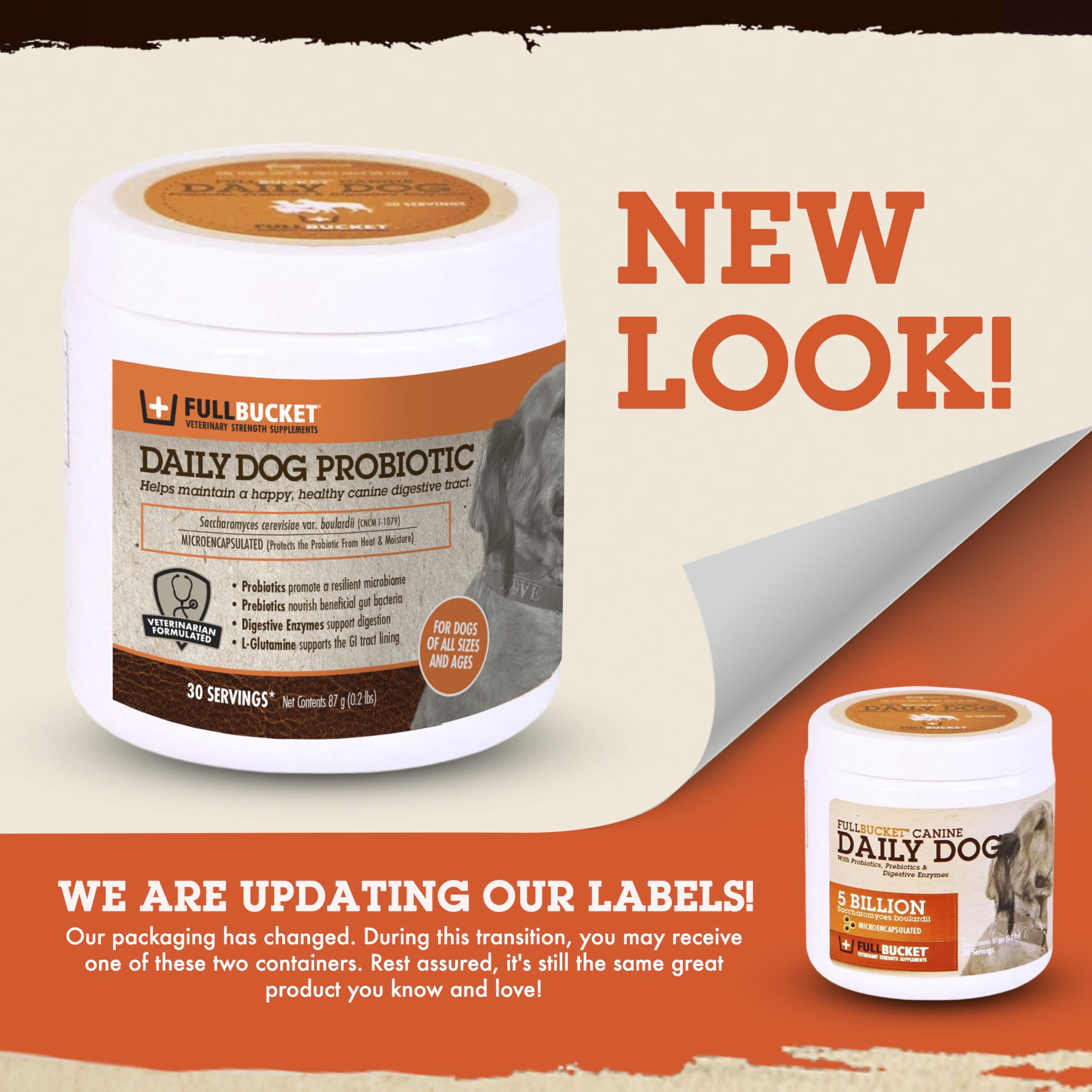 FullBucket probiotic dog digestive enzymes powder improves nutrient absorption.