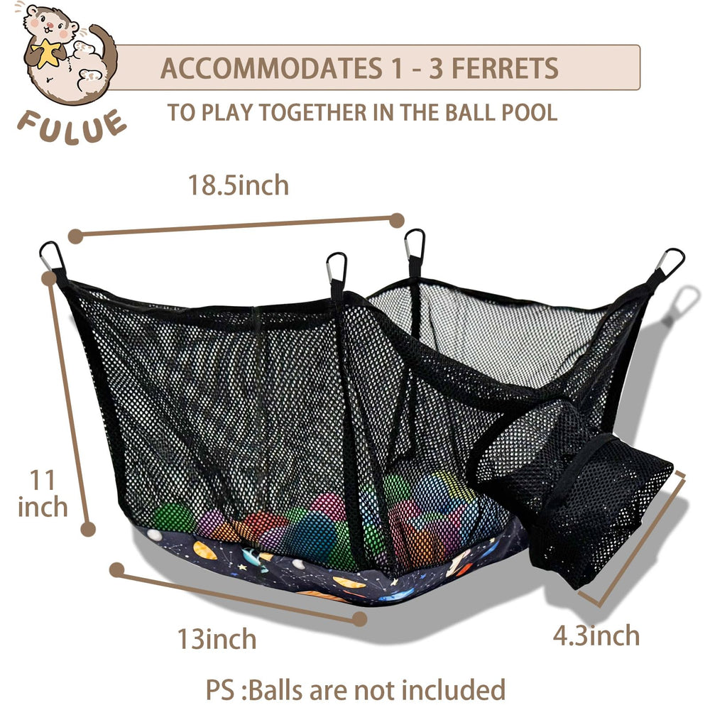 FULUE Ferret Ball Pit Hammock easy-install hanging buckles simplify setup.