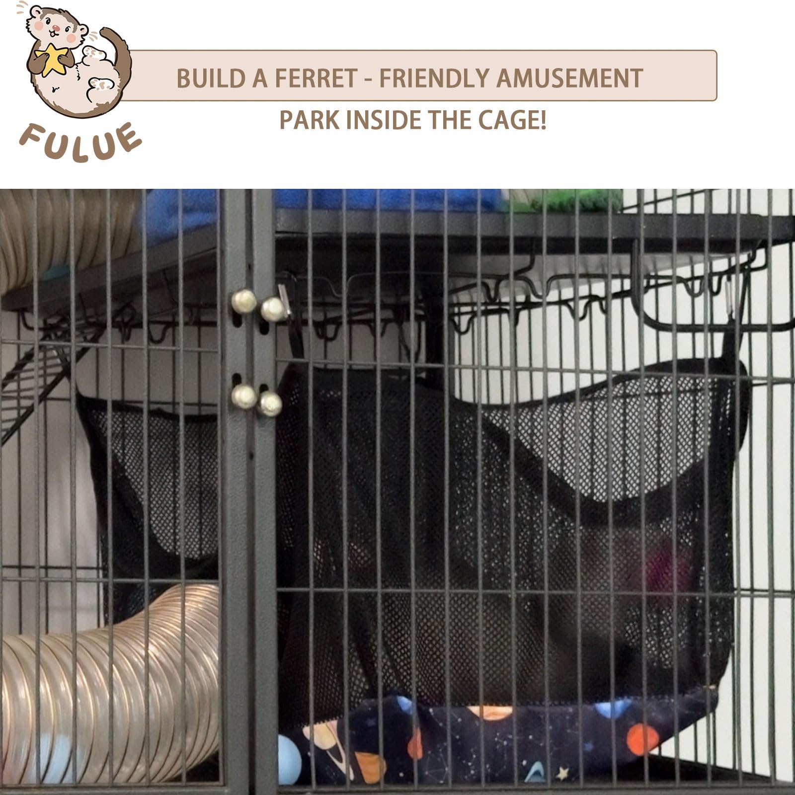 FULUE Ferret Ball Pit Hammock detachable buckles allow machine washing.