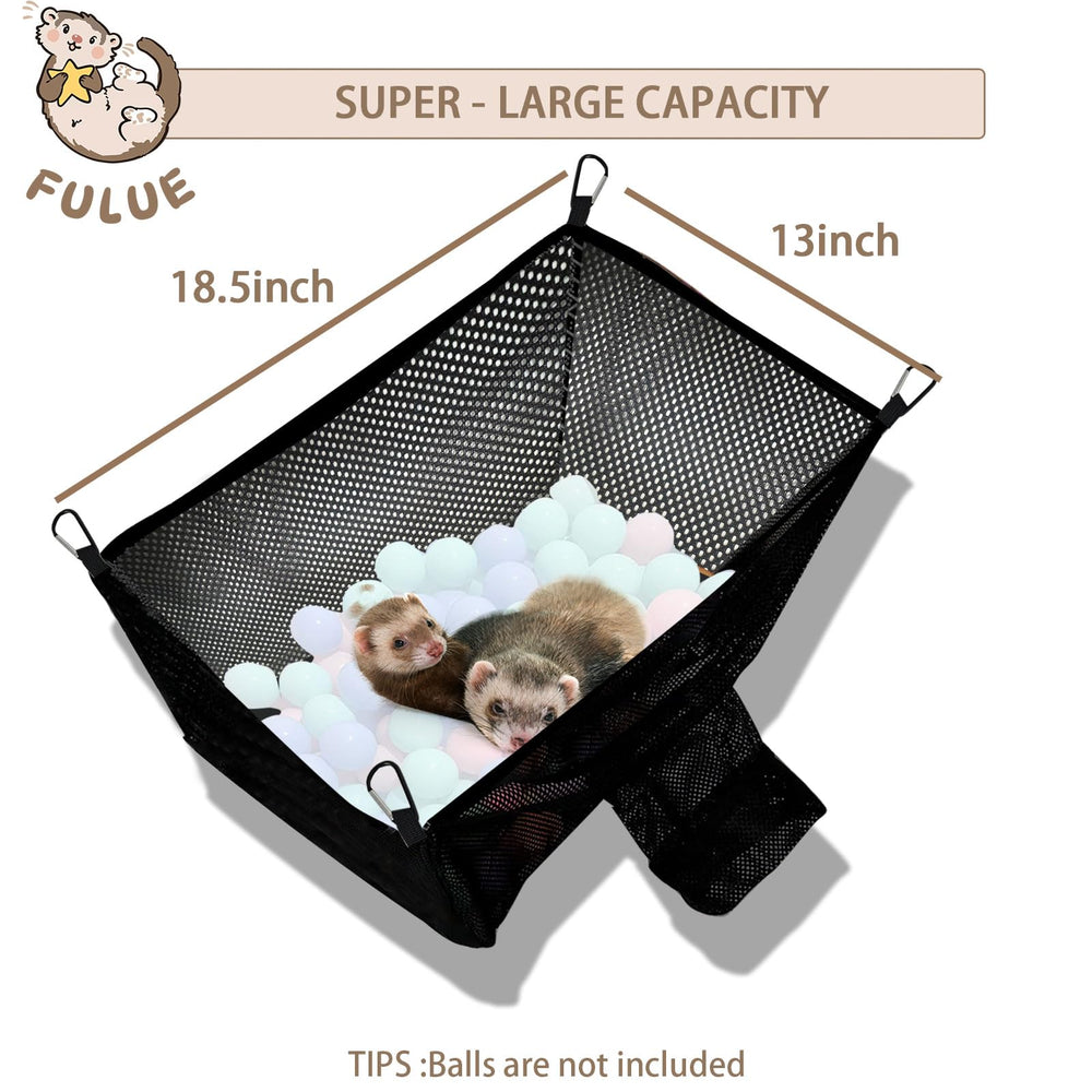 FULUE Ferret Ball Pit Hammock tunnel connection openings enable easy tunnel play.