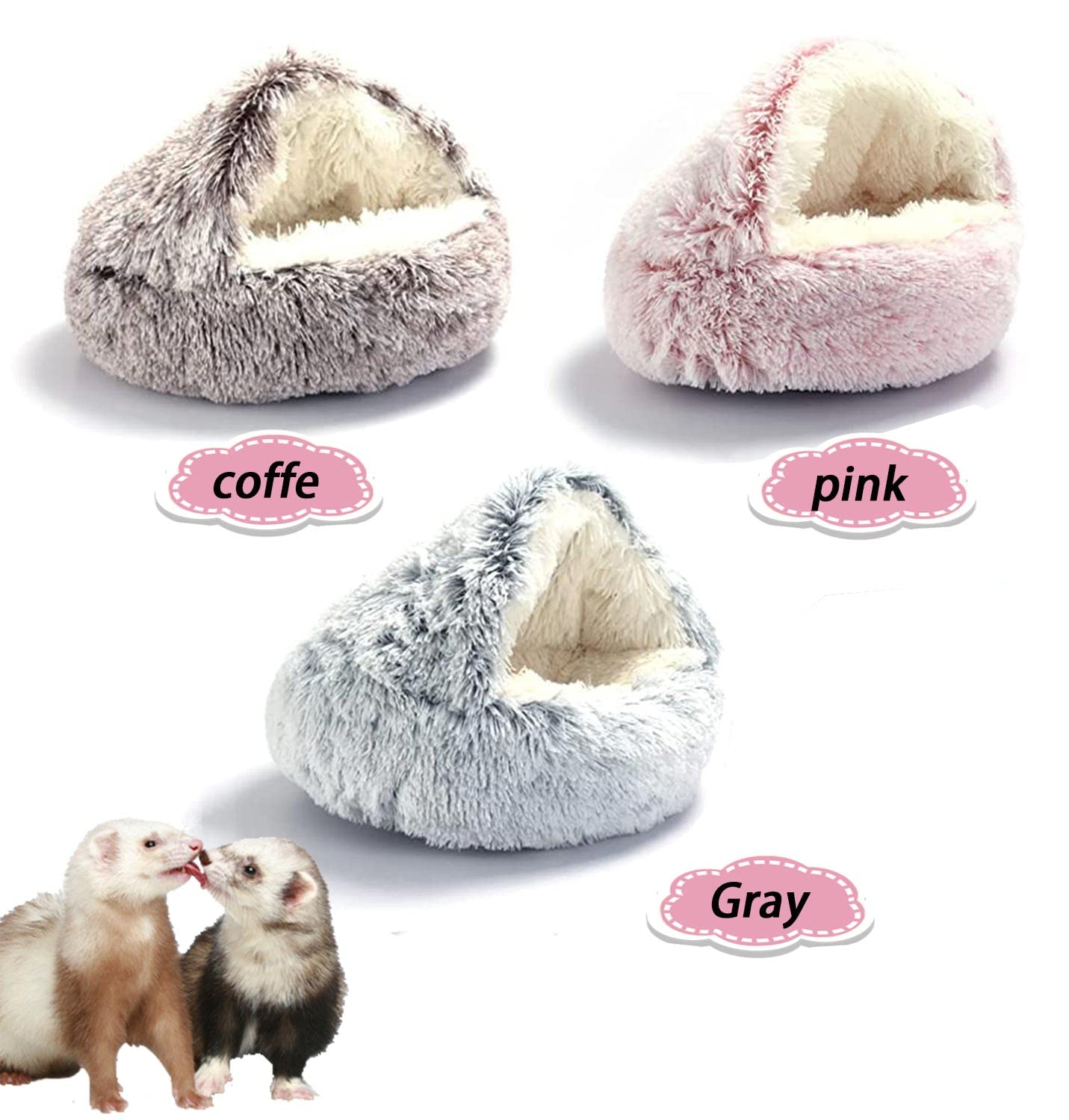 FULUE Ferret Bed Cave round donut shape invites curling naps in cages.