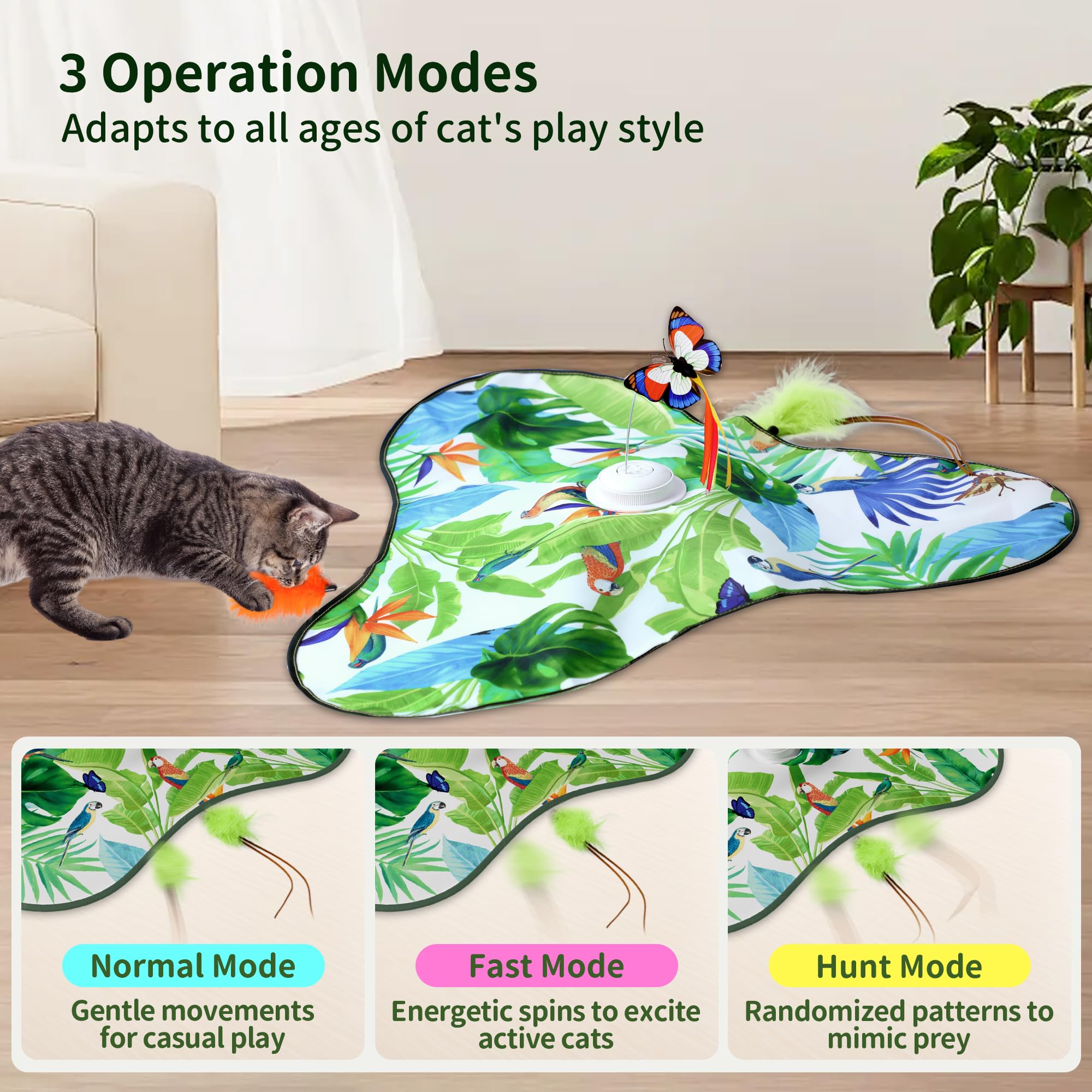 FULUPET feather wand action inspires chase and pounce sessions.