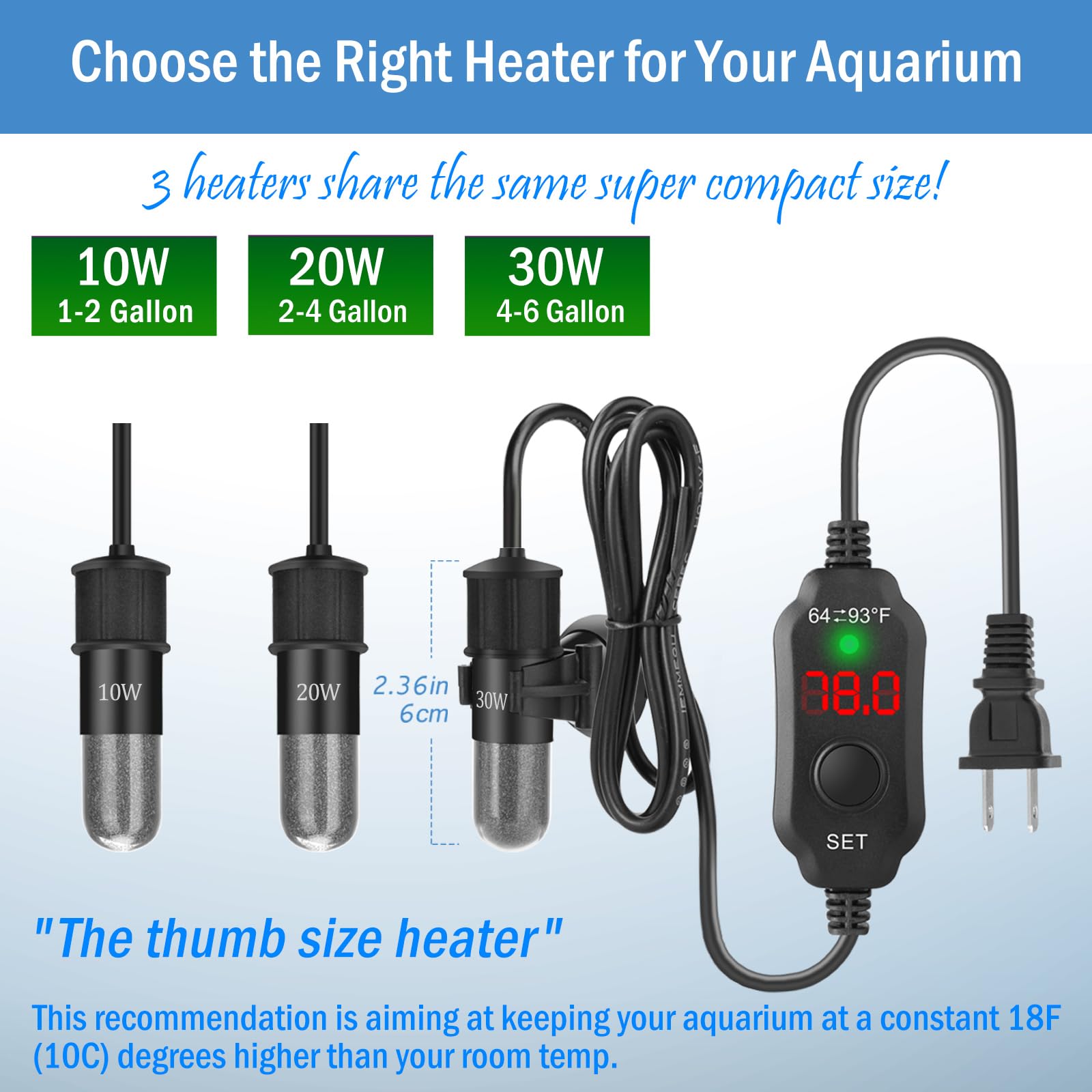 FUMAK 1-2 gallon tank heater suited for betta homes and small reptiles