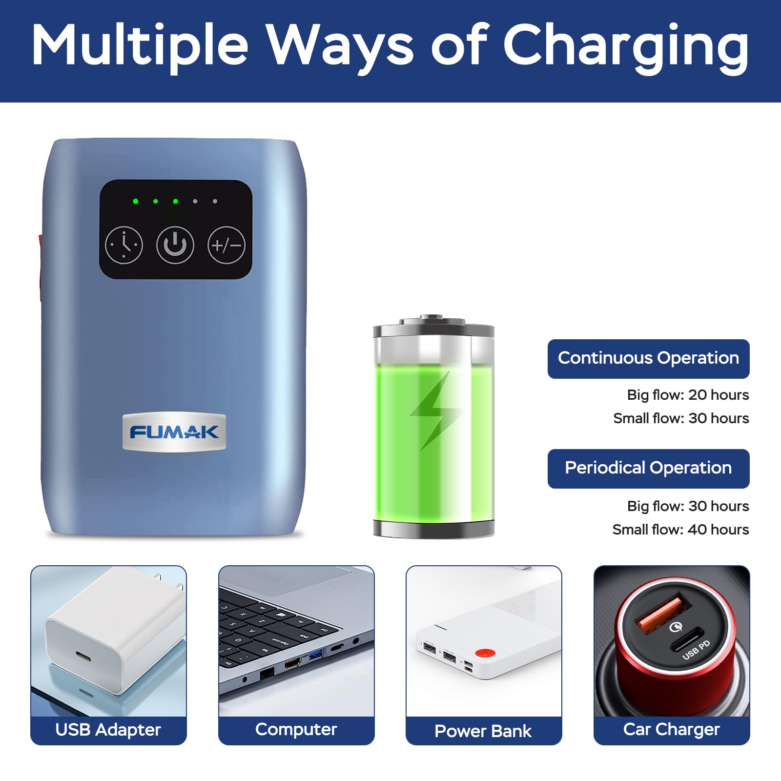 FUMAK Air Pump flow control button lets you adjust aeration easily