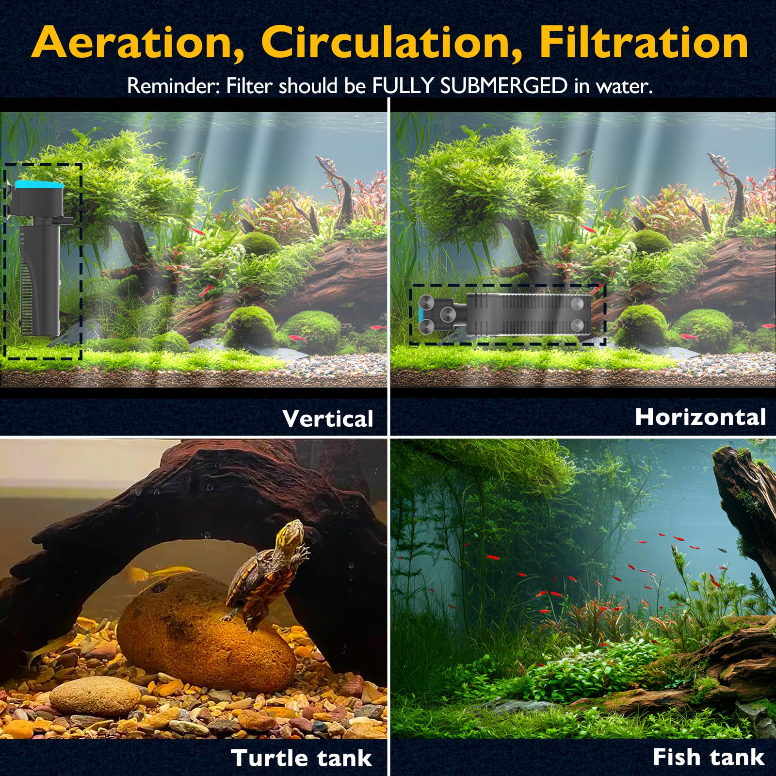 FUMAK rainfall mode providing balanced water movement in the tank.