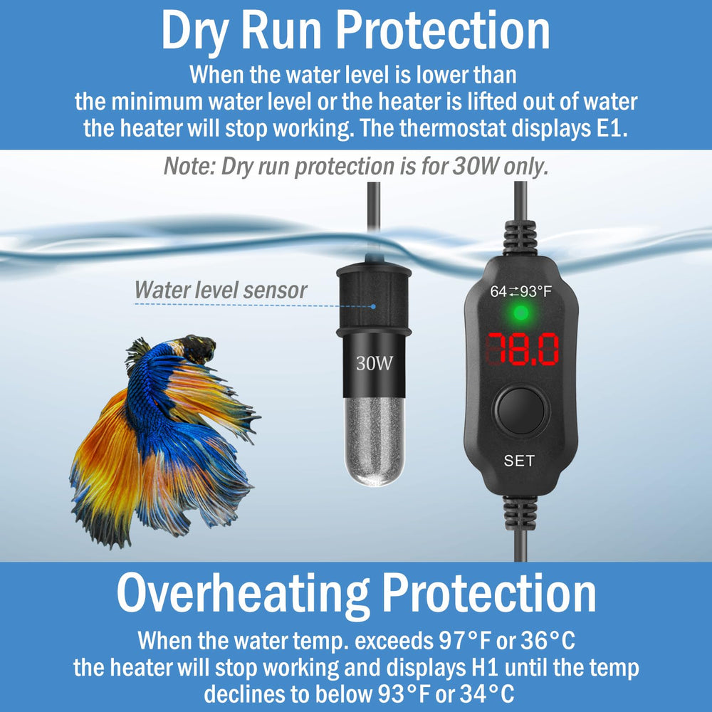 FUMAK mini heater supports freshwater and marine tanks for versatile use
