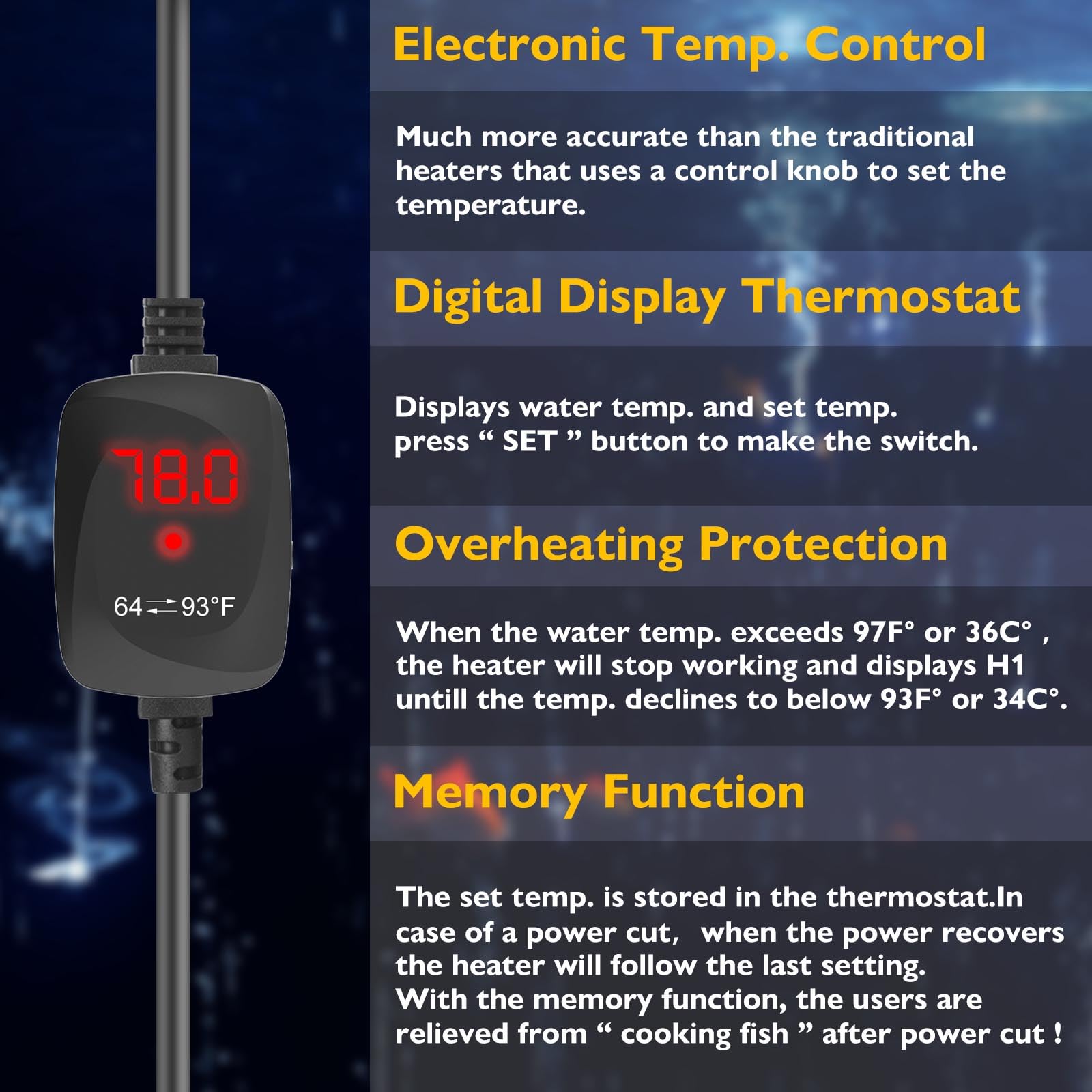 FUMAK Memory function resumes last temperature after power restoration