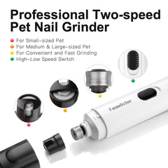 Fumeister nail-grinder-2-speed provides gentle or strong trims for dogs and cats