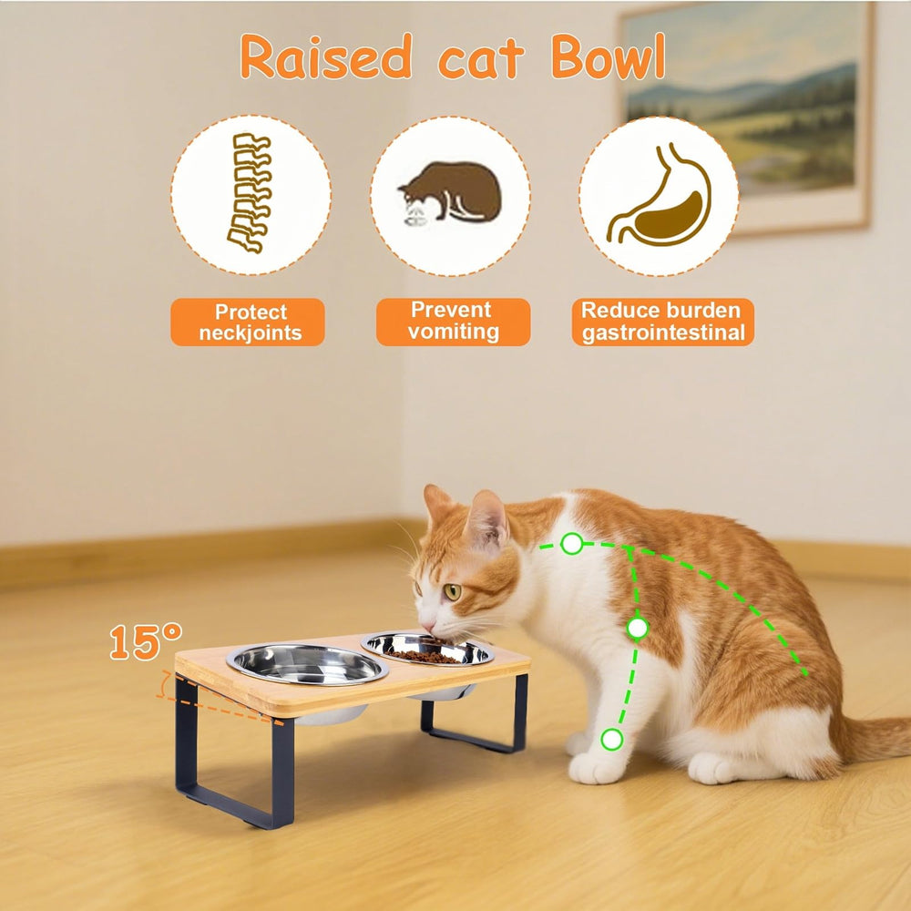 FUNACAY bamboo stand with anti-slip feet keeps bowls steady during meals.