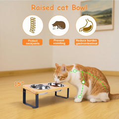 FUNACAY bamboo stand with anti-slip feet keeps bowls steady during meals.