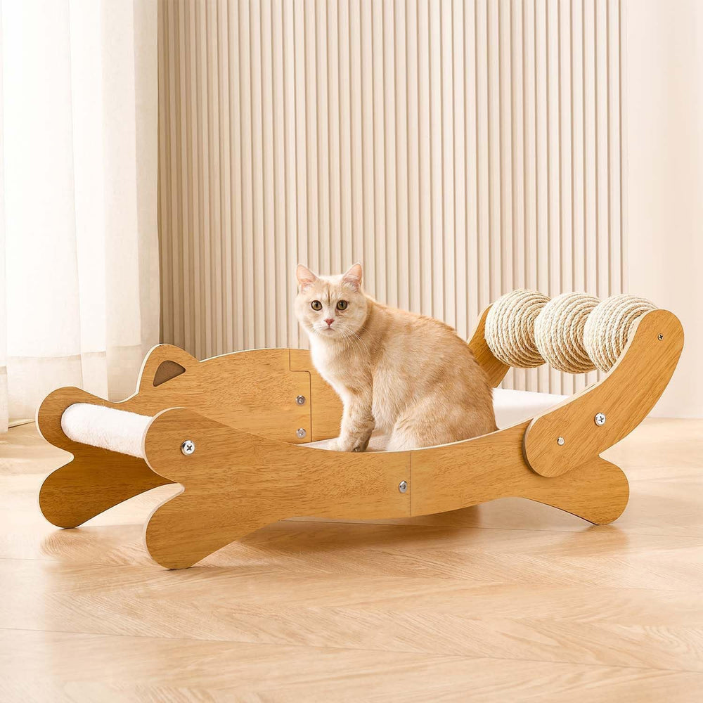 FUNACAY cat scratch pad bed, front view, protects furniture from claws