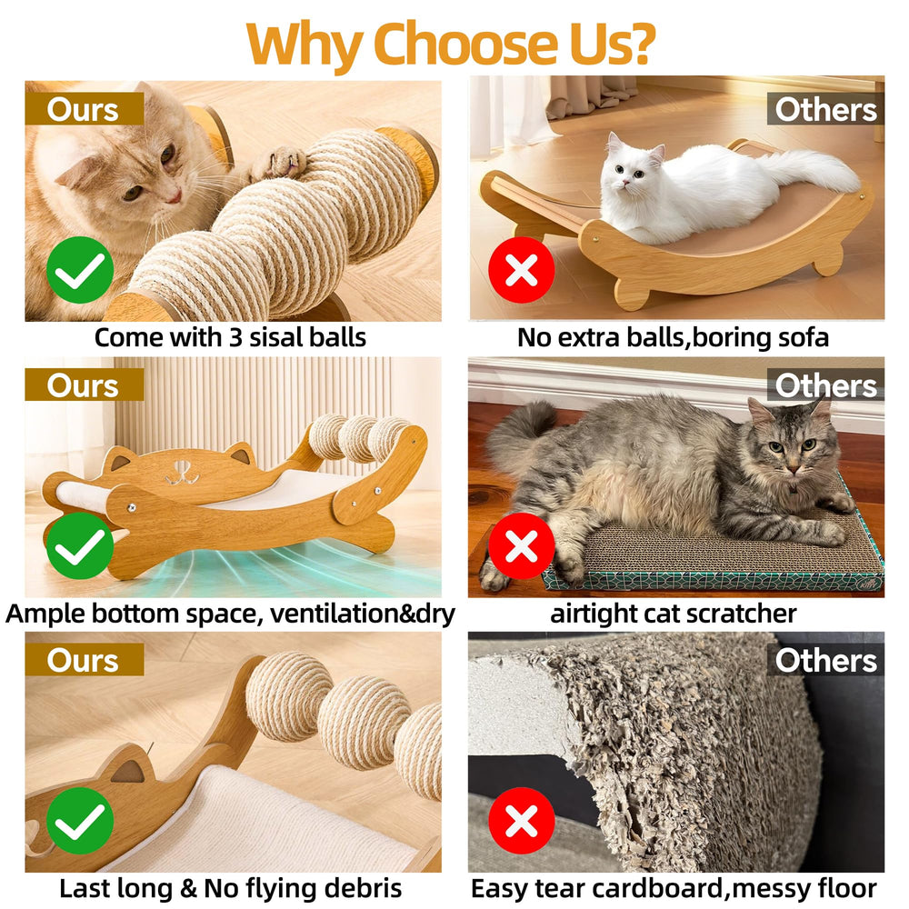 FUNACAY cat scratch pad dimensions show ample space for larger cats