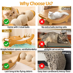 FUNACAY cat scratch pad dimensions show ample space for larger cats