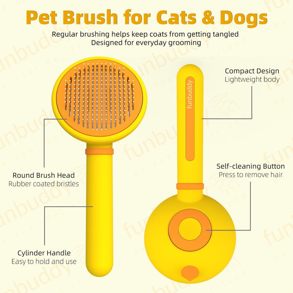 Funbuddy Cat Brush bristles closeup reveals dense pins for efficient fur removal.