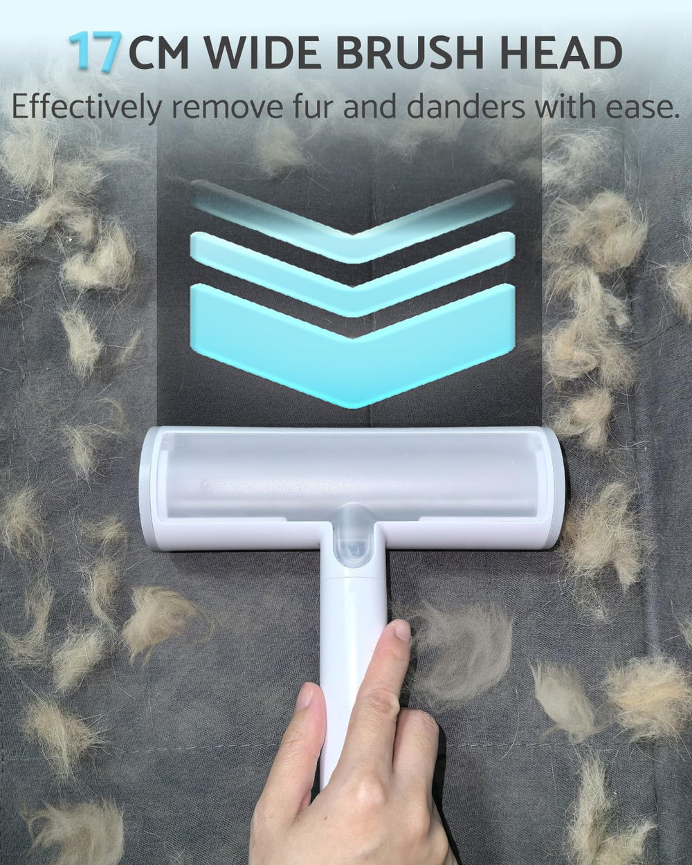Funbuddy Pet Hair Remover fur compartment open, collecting pet hair for disposal