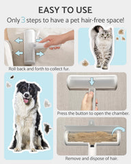 Funbuddy Pet Hair Remover on a couch delivering effortless hair removal on large surfaces
