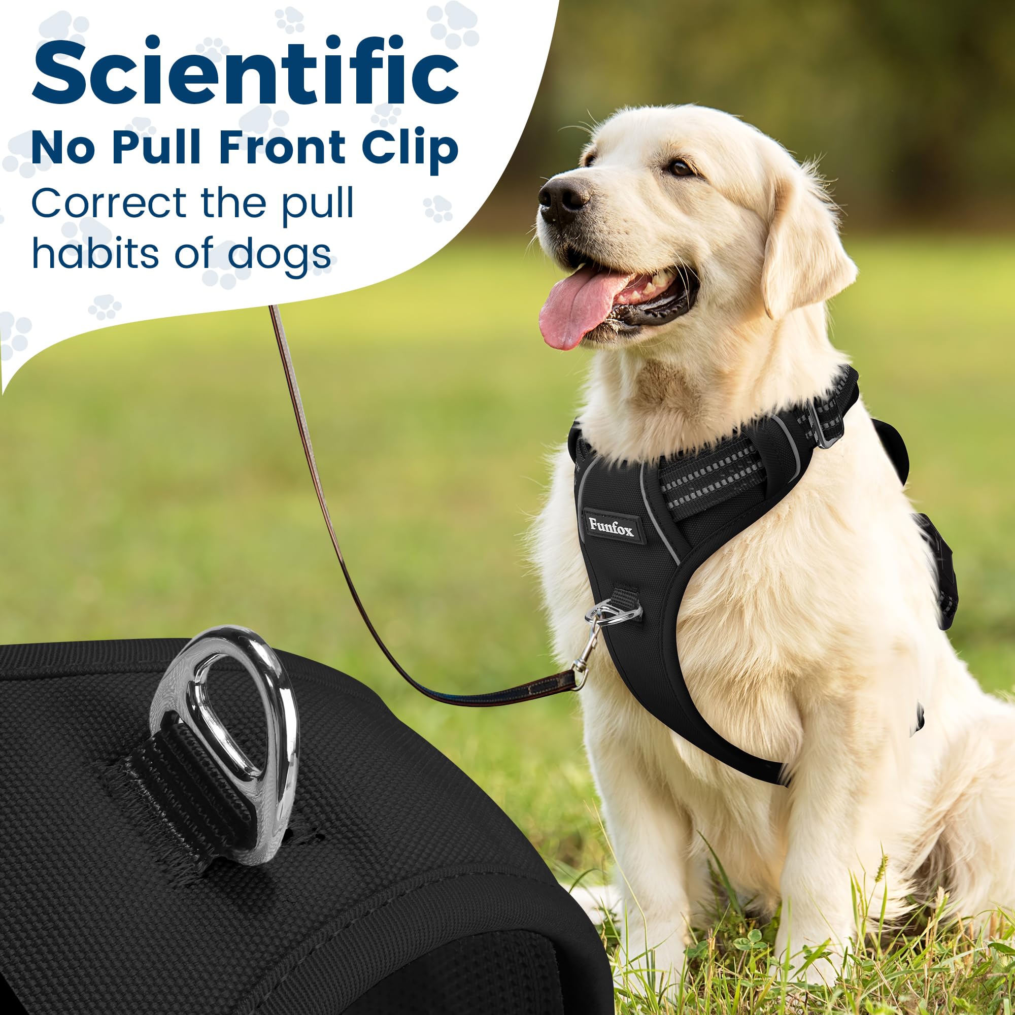 Funfox dog harness adjustable straps and buckles let you tailor fit