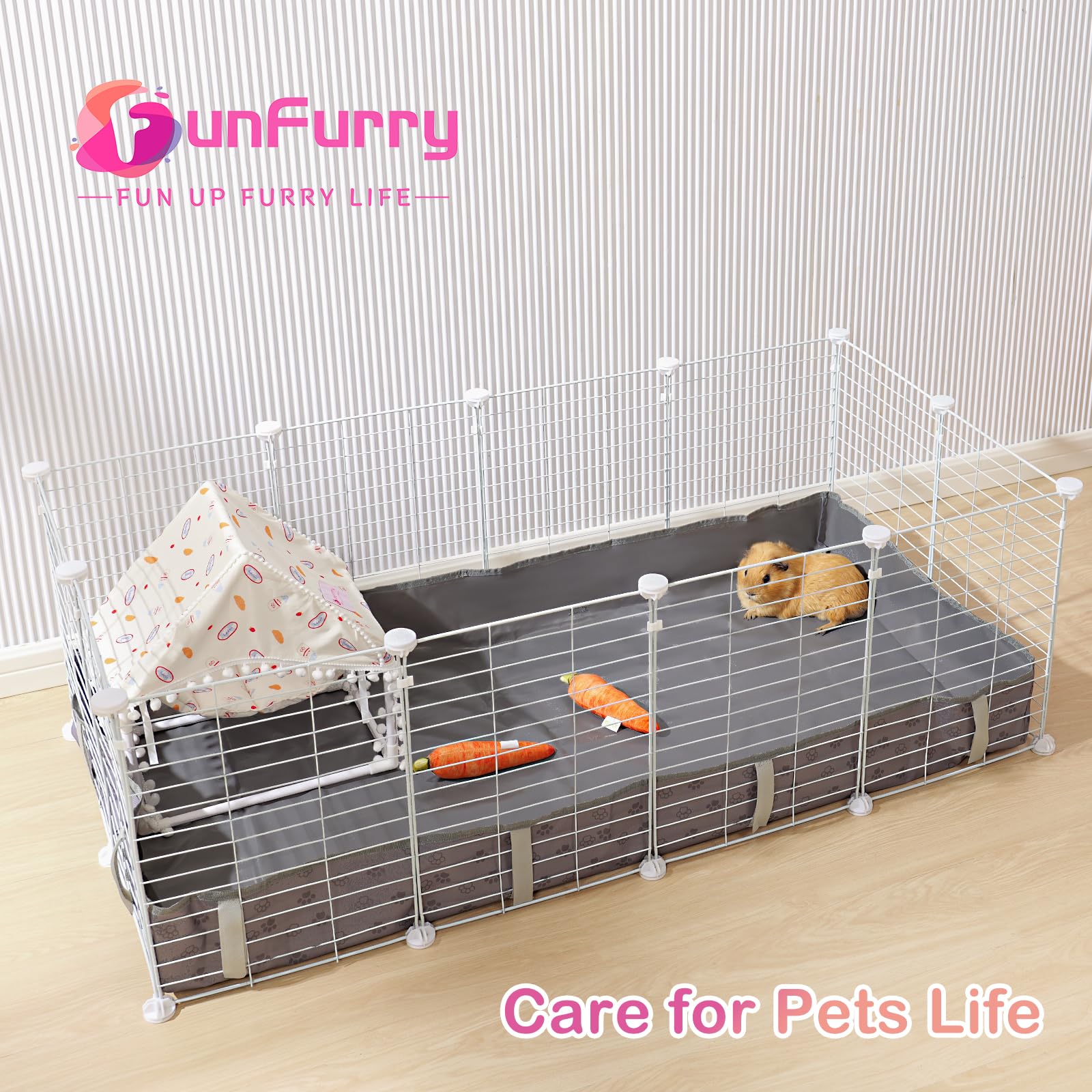 FunFurry-fit-cnc-cages-playpens blends with indoor spaces and other small-animal accessories.