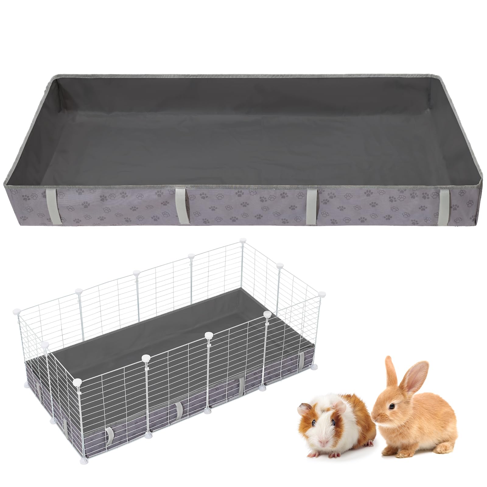 FunFurry guinea pig cage liner paw-pattern exterior shows durable waterproof design for tidy habitats.