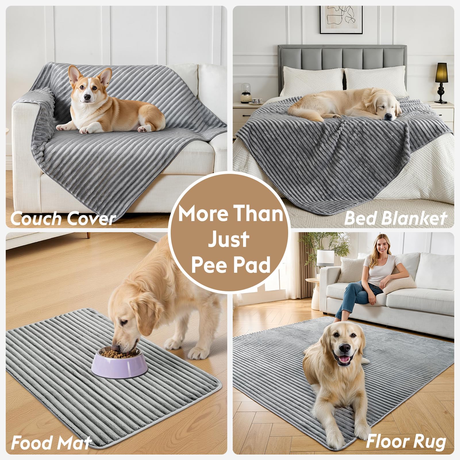 FunFurry pee pad with waterproof backing protects floors during accidents.