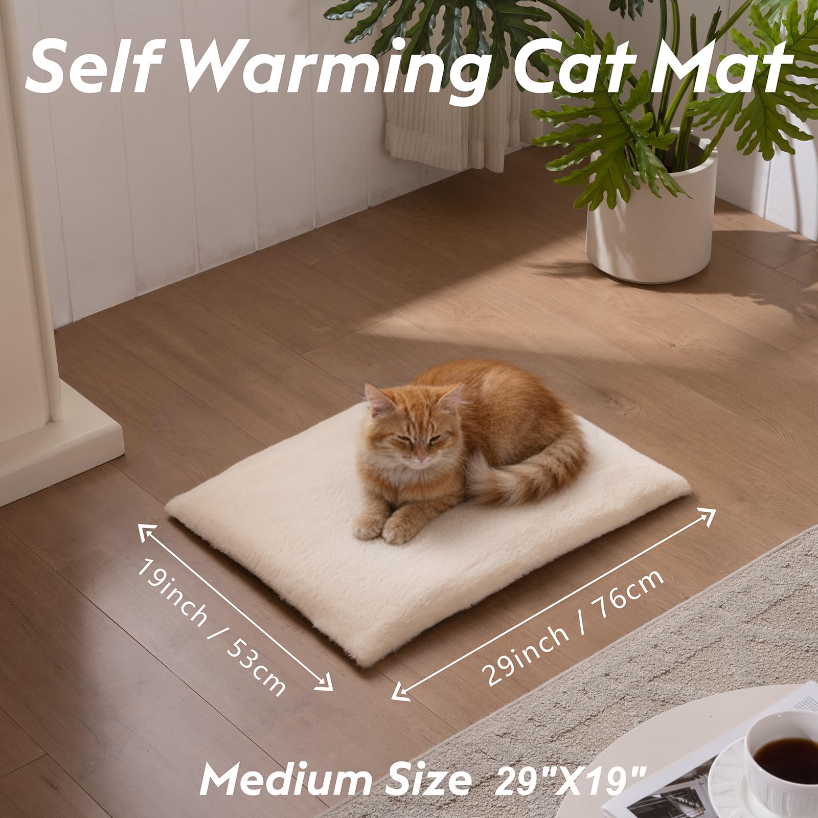 FunFurry self-warming cat bed non-slip bottom with grip dots for secure placement.