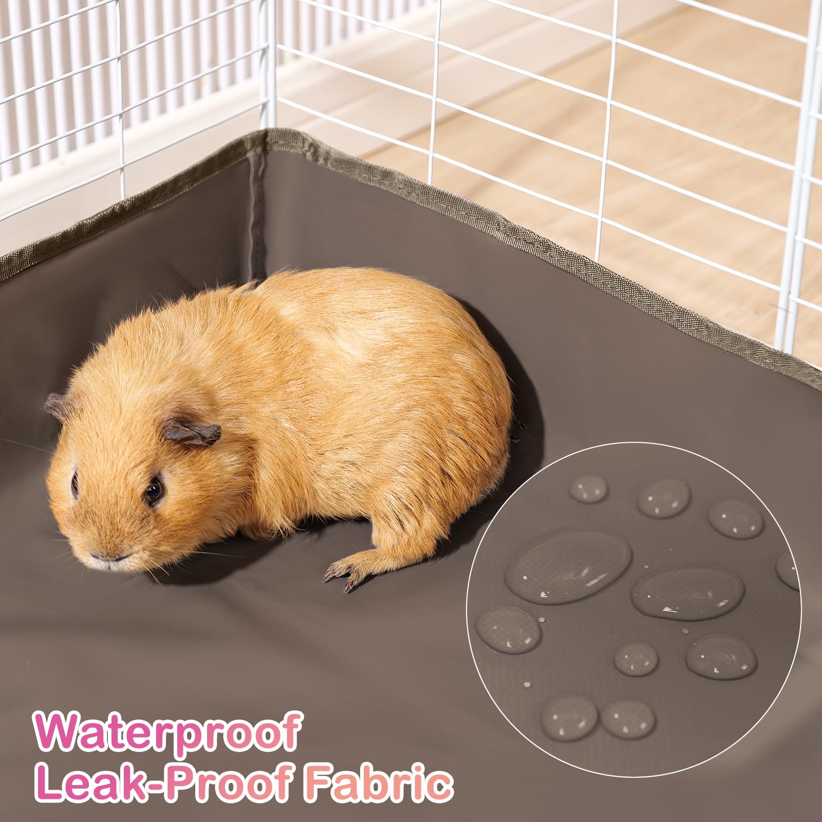 FunFurry washable tarp bottom base side view highlights reusable, easy-to-clean design.