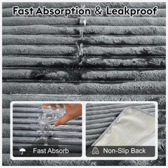FunFurry waterproof backing closeup showing floor protection from leaks.