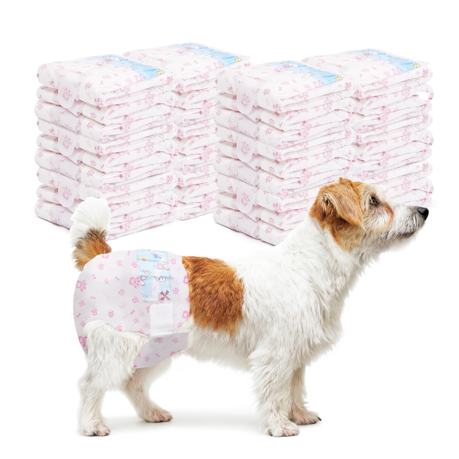 FUNLIYING disposable dog diapers female 90-count pack shows secure waist fit for small dogs