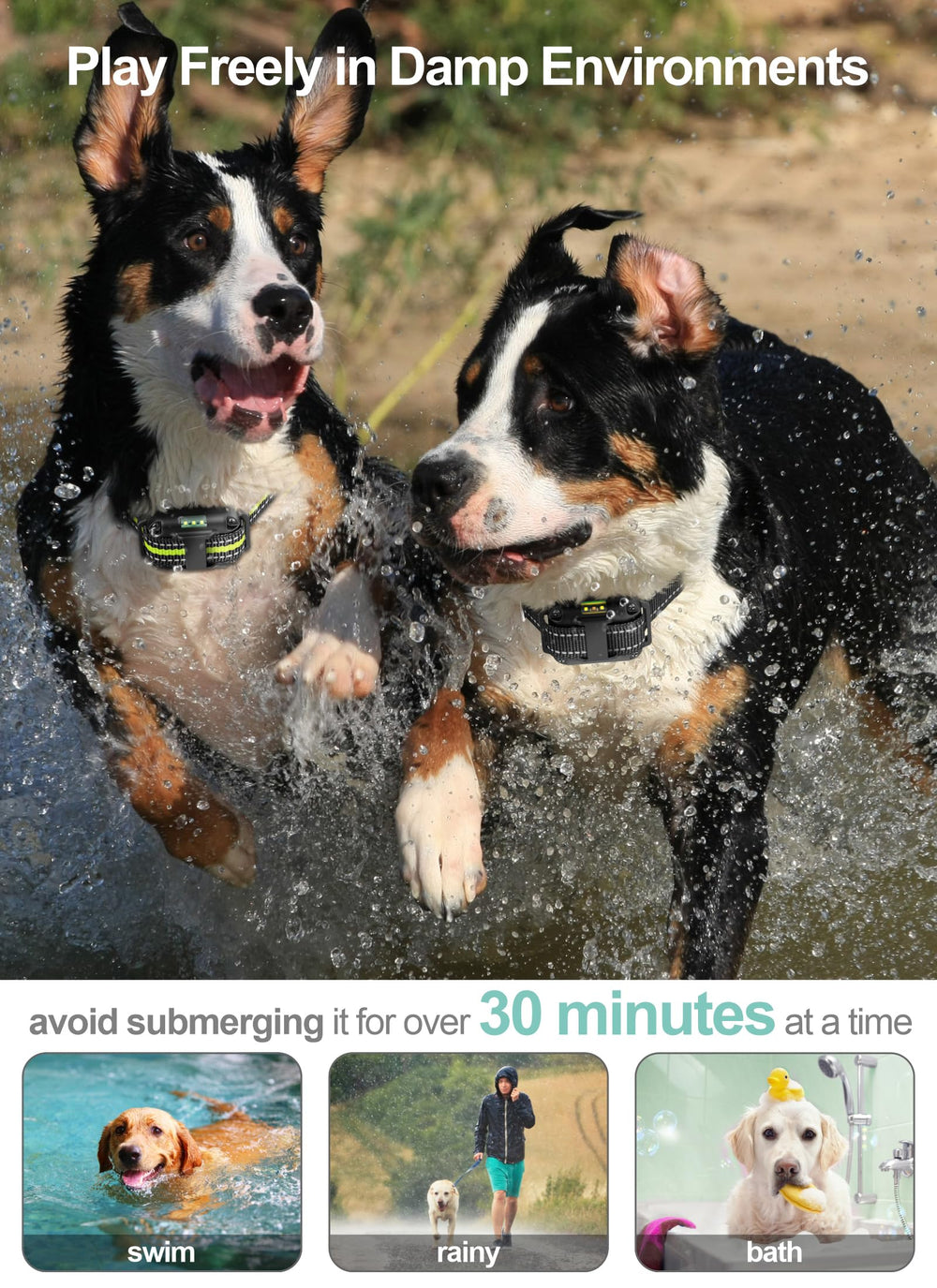 FunniPets dog collar range image shows 3000ft training reach.