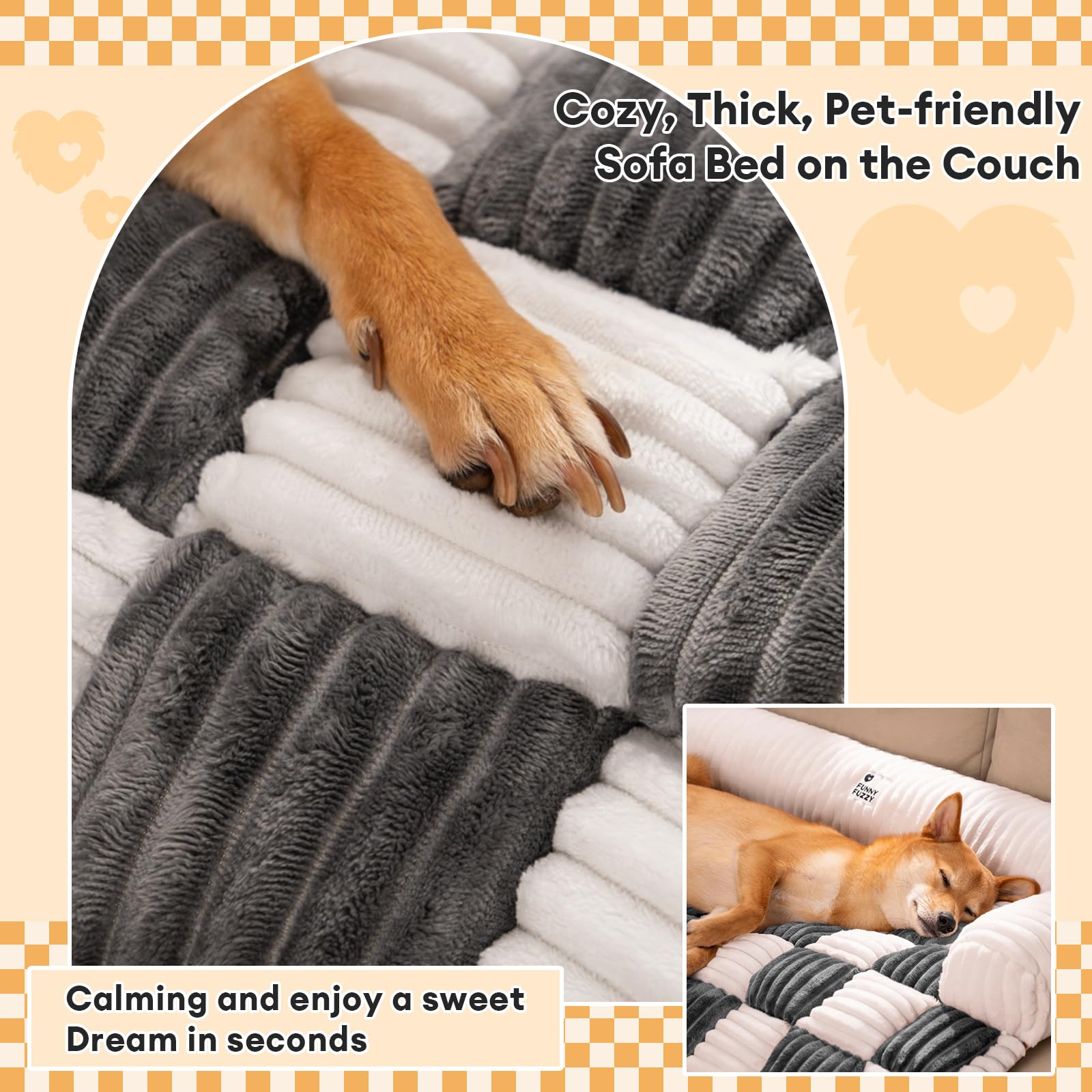 Funny Fuzzy couch cover plush PP cotton close-up shows soft comfort.