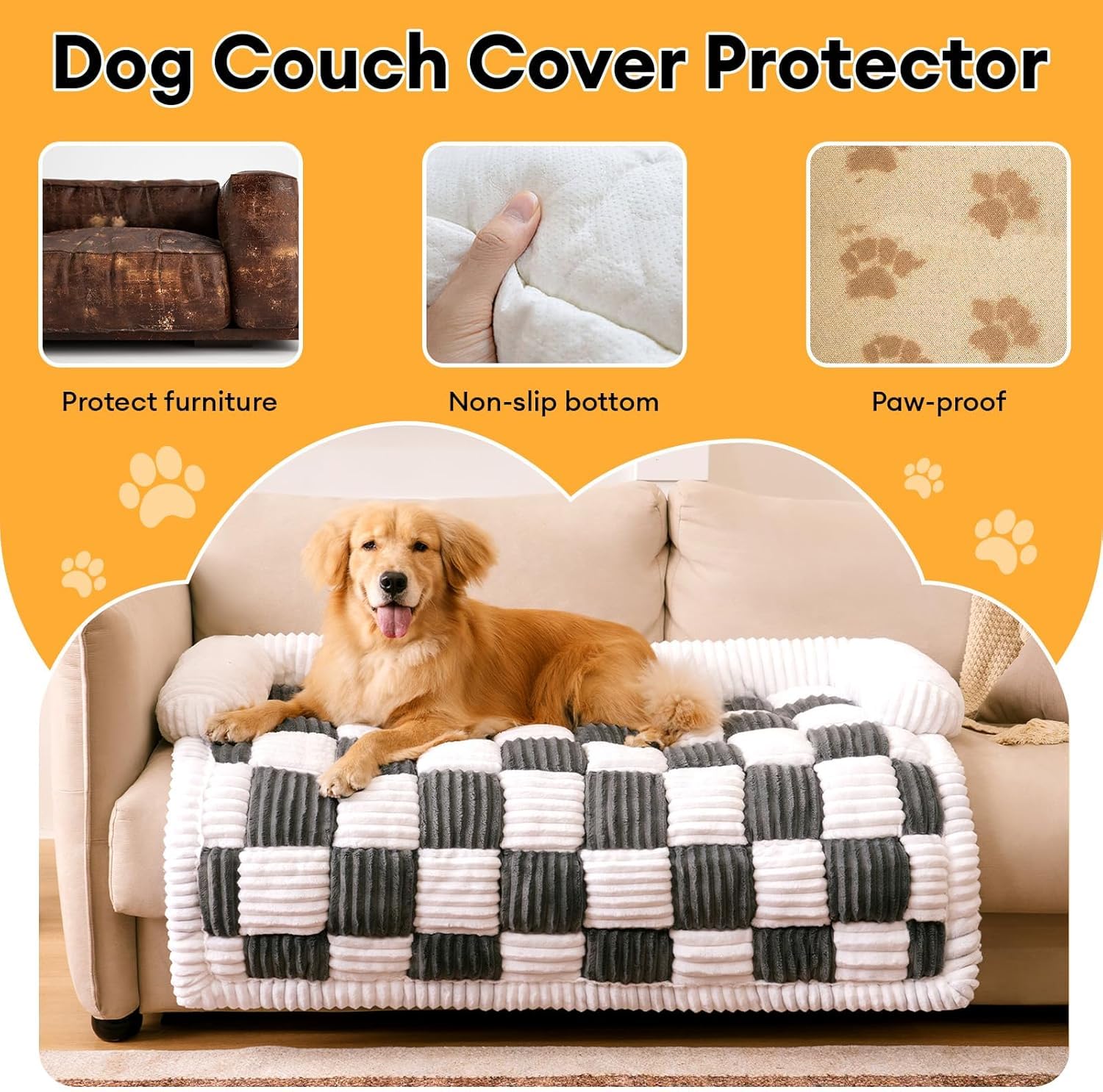 Funny Fuzzy couch cover mini dog couch bed with pillows for cozy naps.