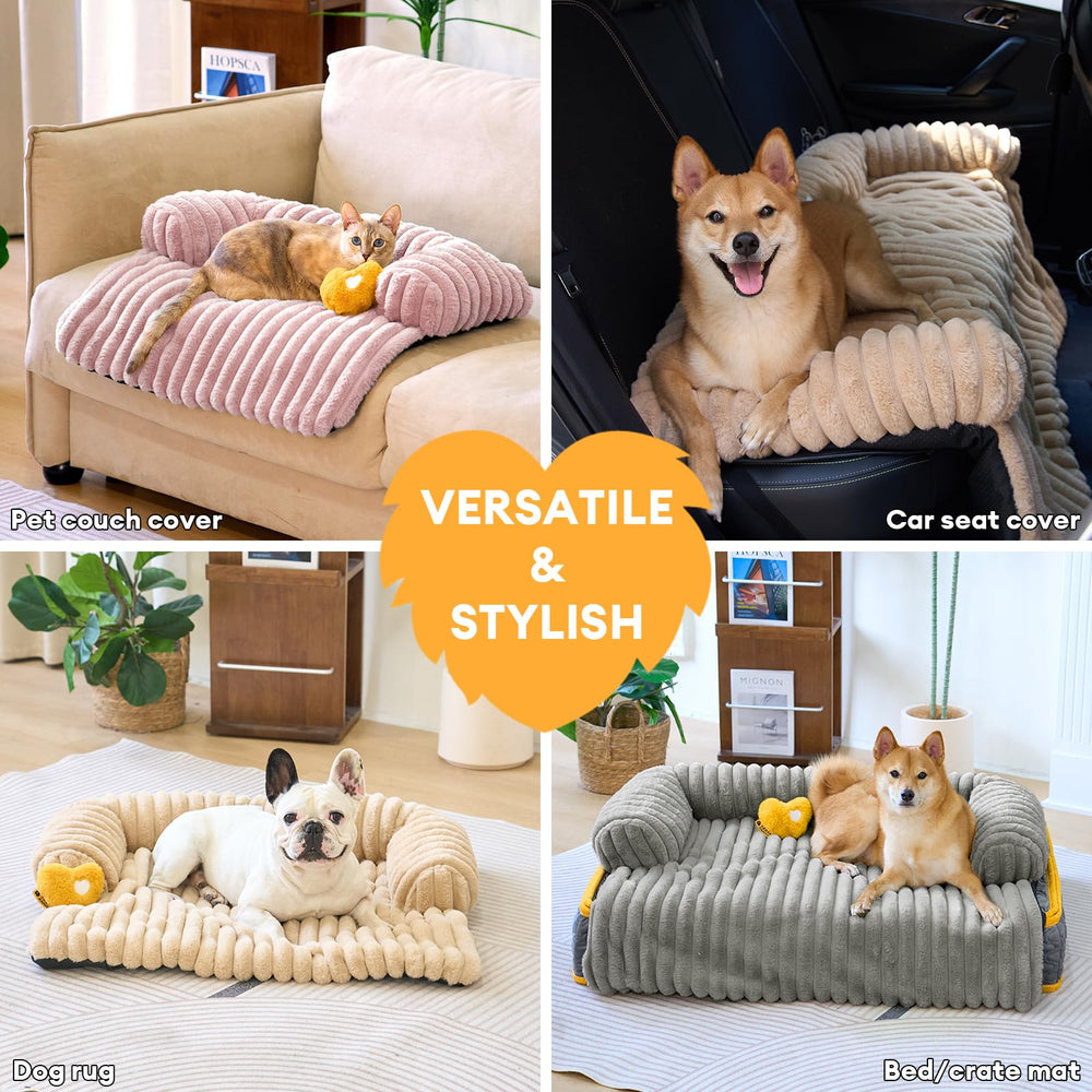 Funny Fuzzy dog bed mat provides neck and head support for comfortable rest.