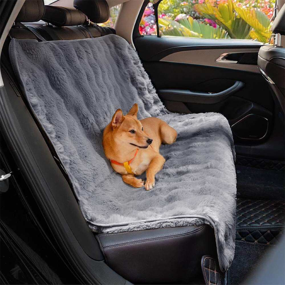 Funny Fuzzy Fluffy Dog Seat Cover universal fit with seat belt openings