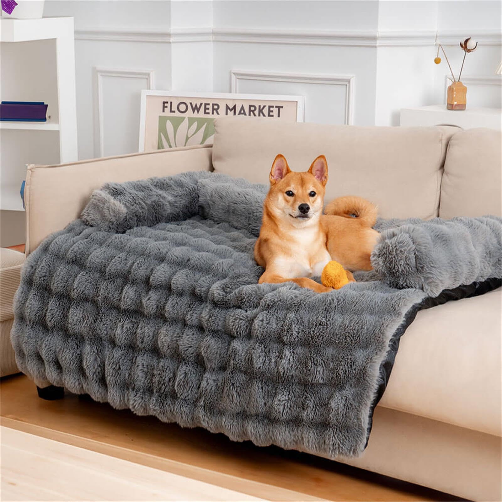 Funny Fuzzy grey-color-sleek-protector protects furniture while blending with decor.