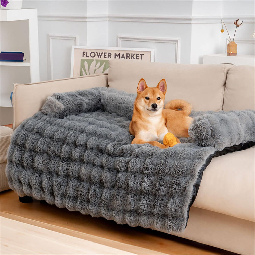 Funny Fuzzy grey-color-sleek-protector protects furniture while blending with decor.