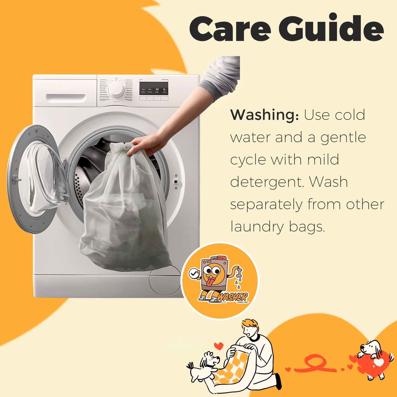 Funny Fuzzy machine washable cover for easy cleaning.